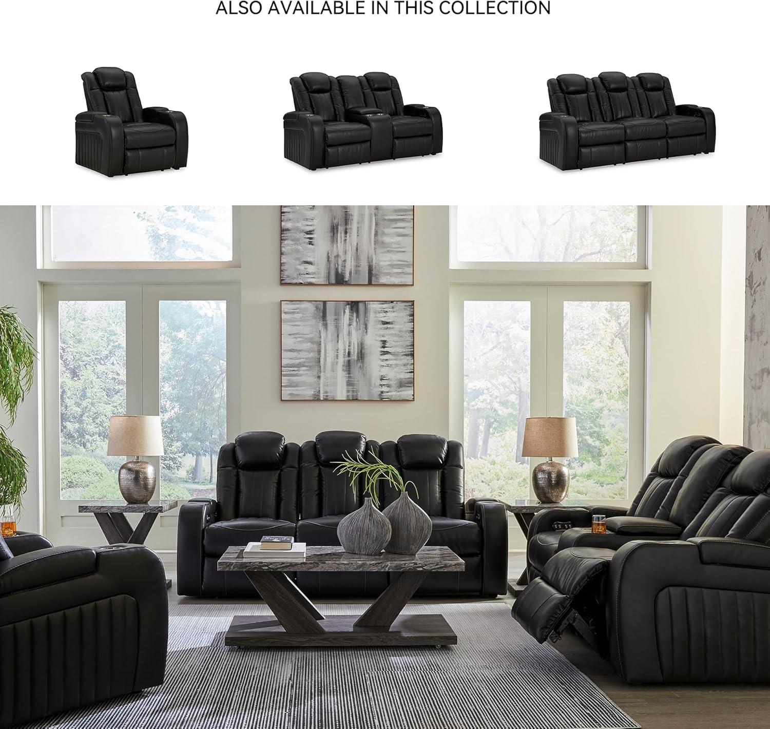 imageSignature Design by Ashley NextGen DuraPella Contemporary Faux Leather Modular Wall Hugger 3Piece Power Reclining Sectional Loveseat with Console Adjustable Headrest and USB Ports GrayBlack
