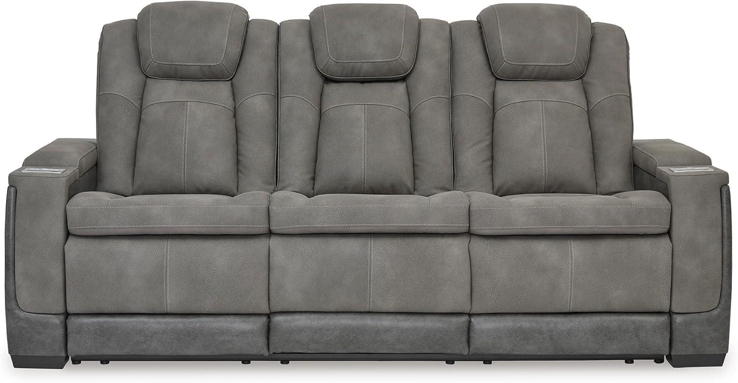 imageSignature Design by Ashley NextGen DuraPella Contemporary Faux Leather Modular Wall Hugger 3Piece Power Reclining Sectional Loveseat with Console Adjustable Headrest and USB Ports GrayGrey