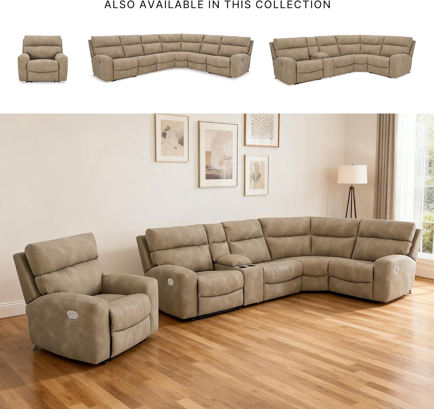 imageSignature Design by Ashley NextGen DuraPella Contemporary Faux Leather Modular Wall Hugger 3Piece Power Reclining Sectional Loveseat with Console Adjustable Headrest and USB Ports GrayBeige