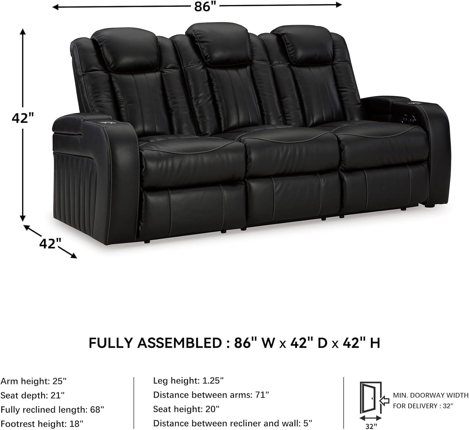 imageSignature Design by Ashley NextGen DuraPella Contemporary Faux Leather Modular Wall Hugger 3Piece Power Reclining Sectional Loveseat with Console Adjustable Headrest and USB Ports GrayBlack