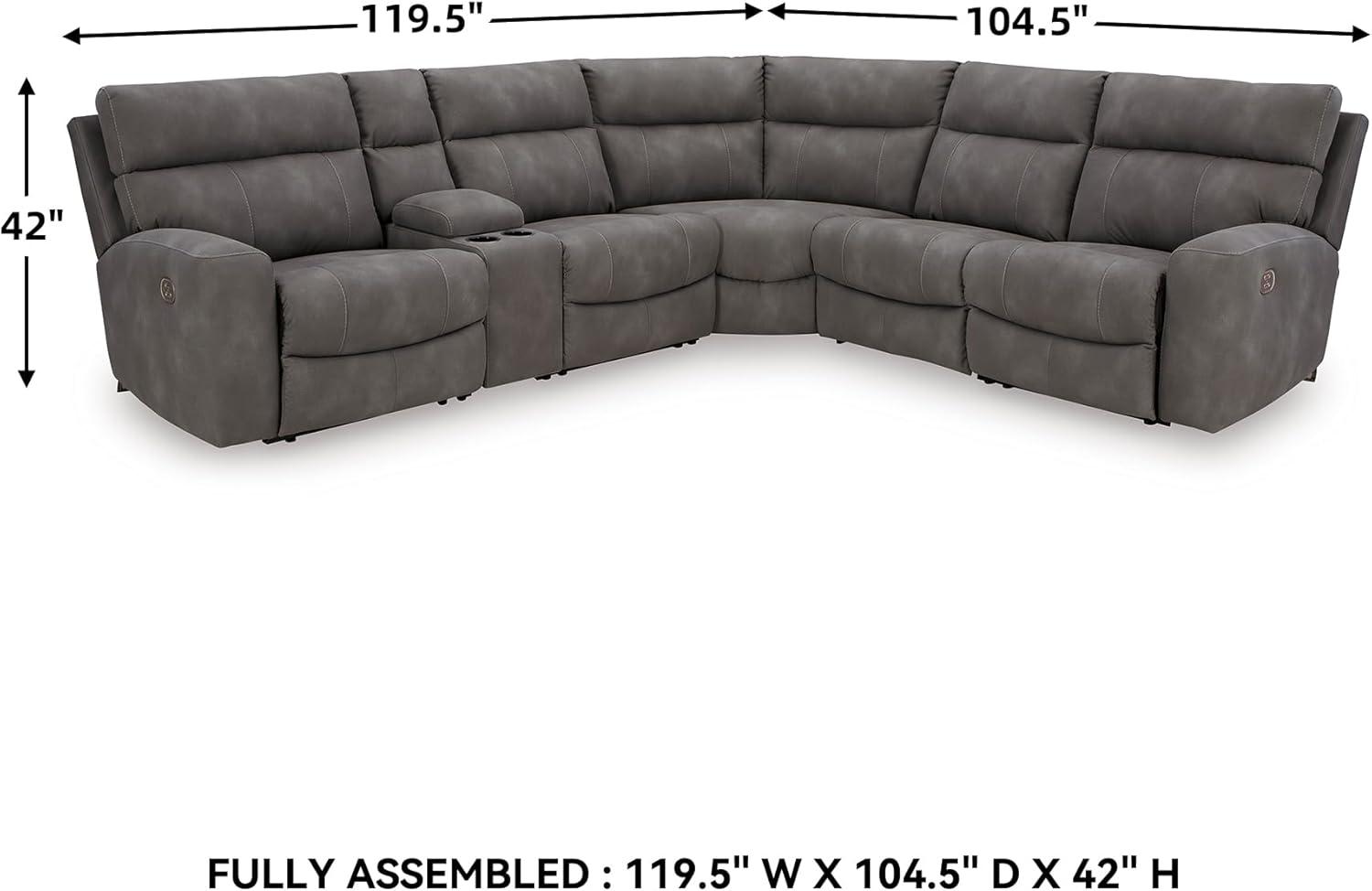 imageSignature Design by Ashley NextGen DuraPella Contemporary Faux Leather Modular Wall Hugger 3Piece Power Reclining Sectional Loveseat with Console Adjustable Headrest and USB Ports GrayGrey