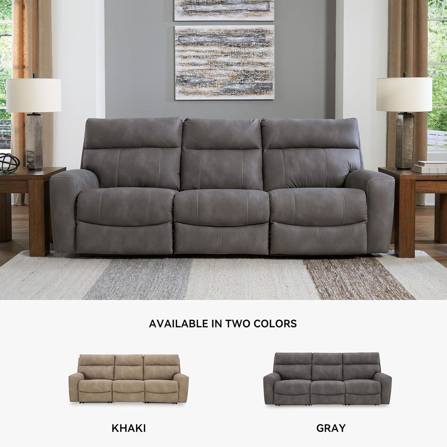imageSignature Design by Ashley NextGen DuraPella Contemporary Faux Leather Modular Wall Hugger 3Piece Power Reclining Sectional Loveseat with Console Adjustable Headrest and USB Ports GrayGrey