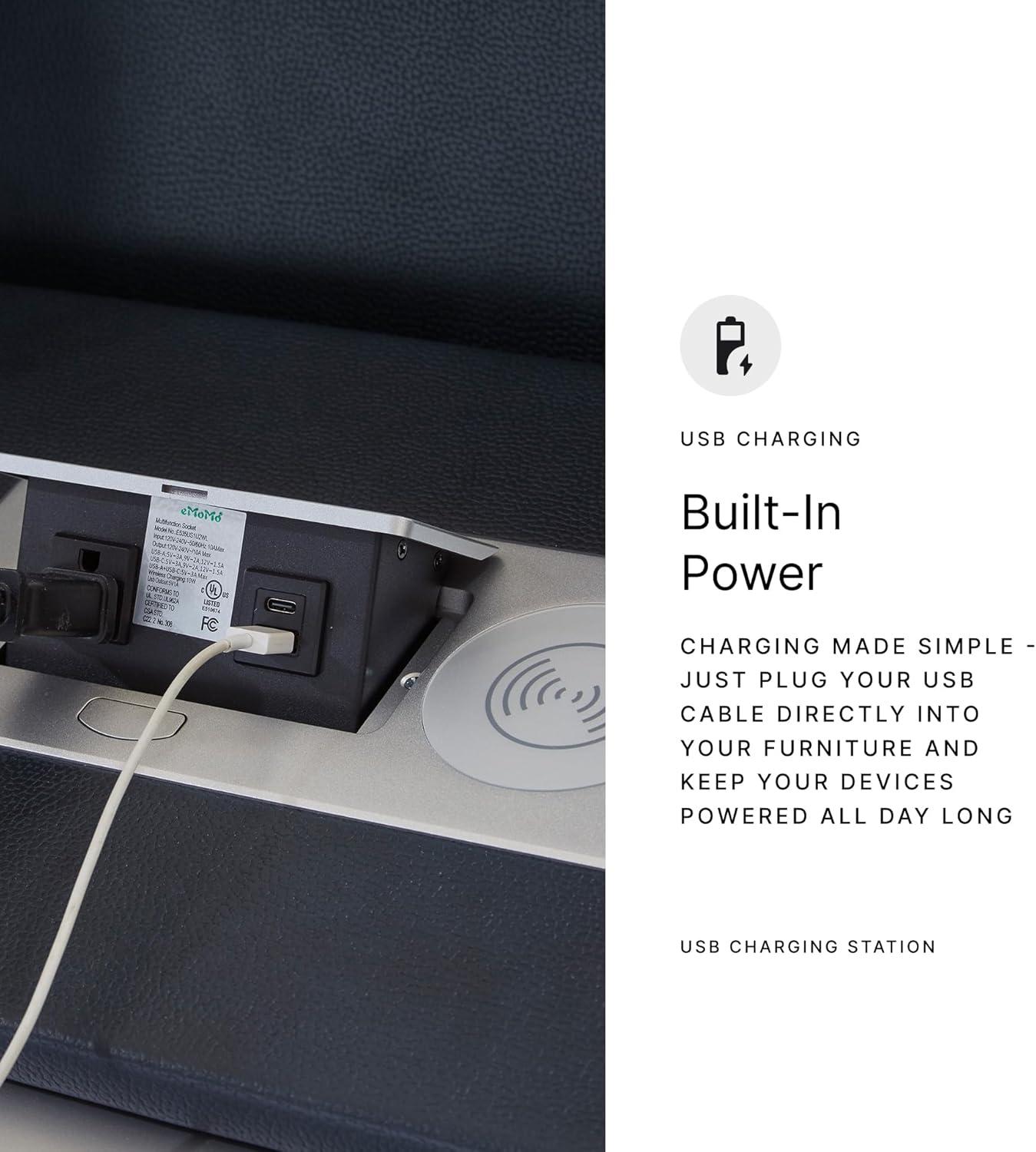 imageSignature Design by Ashley NextGen DuraPella Contemporary Faux Leather Modular Wall Hugger 3Piece Power Reclining Sectional Loveseat with Console Adjustable Headrest and USB Ports GrayNavy