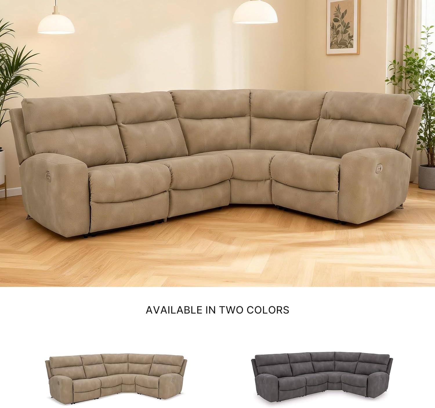 imageSignature Design by Ashley NextGen DuraPella Contemporary Faux Leather Modular Wall Hugger 3Piece Power Reclining Sectional Loveseat with Console Adjustable Headrest and USB Ports GrayBeige