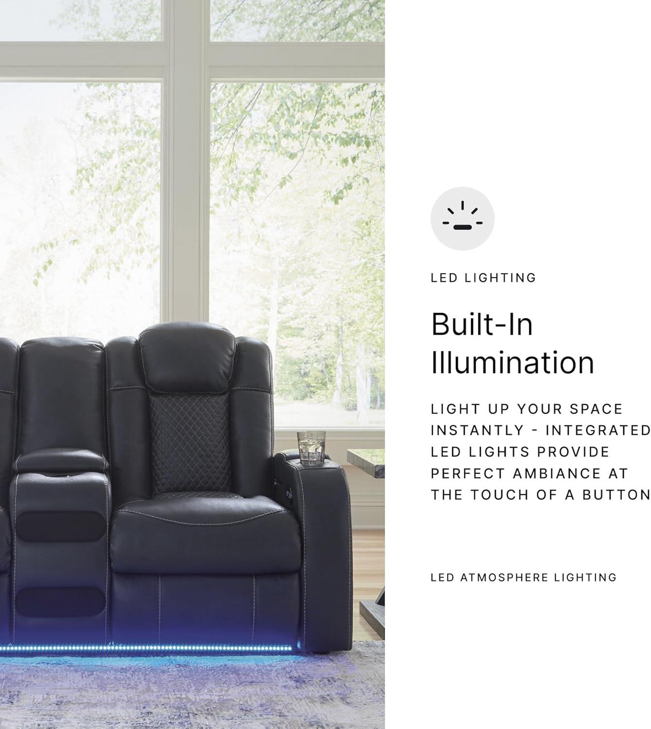 imageSignature Design by Ashley NextGen DuraPella Contemporary Faux Leather Modular Wall Hugger 3Piece Power Reclining Sectional Loveseat with Console Adjustable Headrest and USB Ports GrayNavy