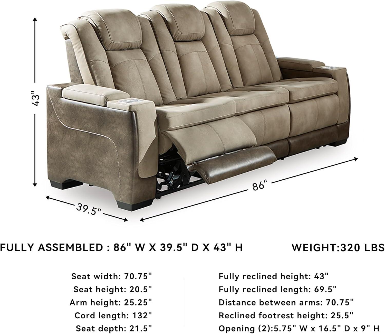 imageSignature Design by Ashley NextGen DuraPella Contemporary Faux Leather Modular Wall Hugger 3Piece Power Reclining Sectional Loveseat with Console Adjustable Headrest and USB Ports GrayBeige