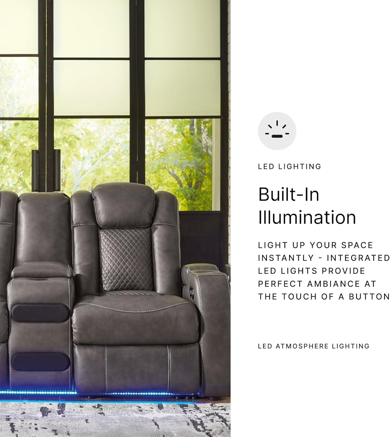 imageSignature Design by Ashley NextGen DuraPella Contemporary Faux Leather Modular Wall Hugger 3Piece Power Reclining Sectional Loveseat with Console Adjustable Headrest and USB Ports GrayDark Gray