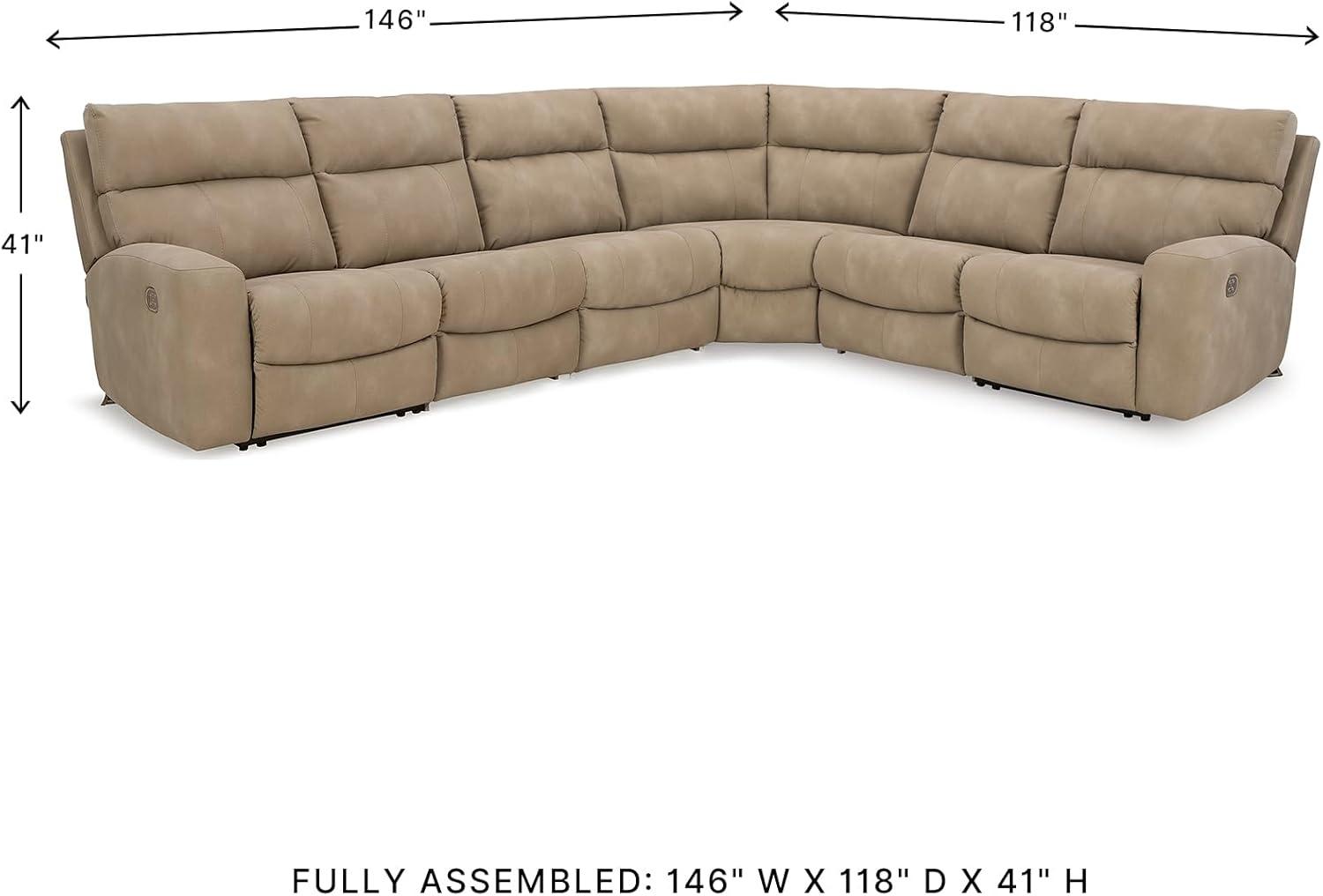 imageSignature Design by Ashley NextGen DuraPella Contemporary Faux Leather Modular Wall Hugger 3Piece Power Reclining Sectional Loveseat with Console Adjustable Headrest and USB Ports GrayBeige