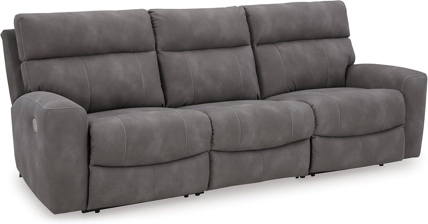 imageSignature Design by Ashley NextGen DuraPella Contemporary Faux Leather Modular Wall Hugger 3Piece Power Reclining Sectional Loveseat with Console Adjustable Headrest and USB Ports GrayGrey