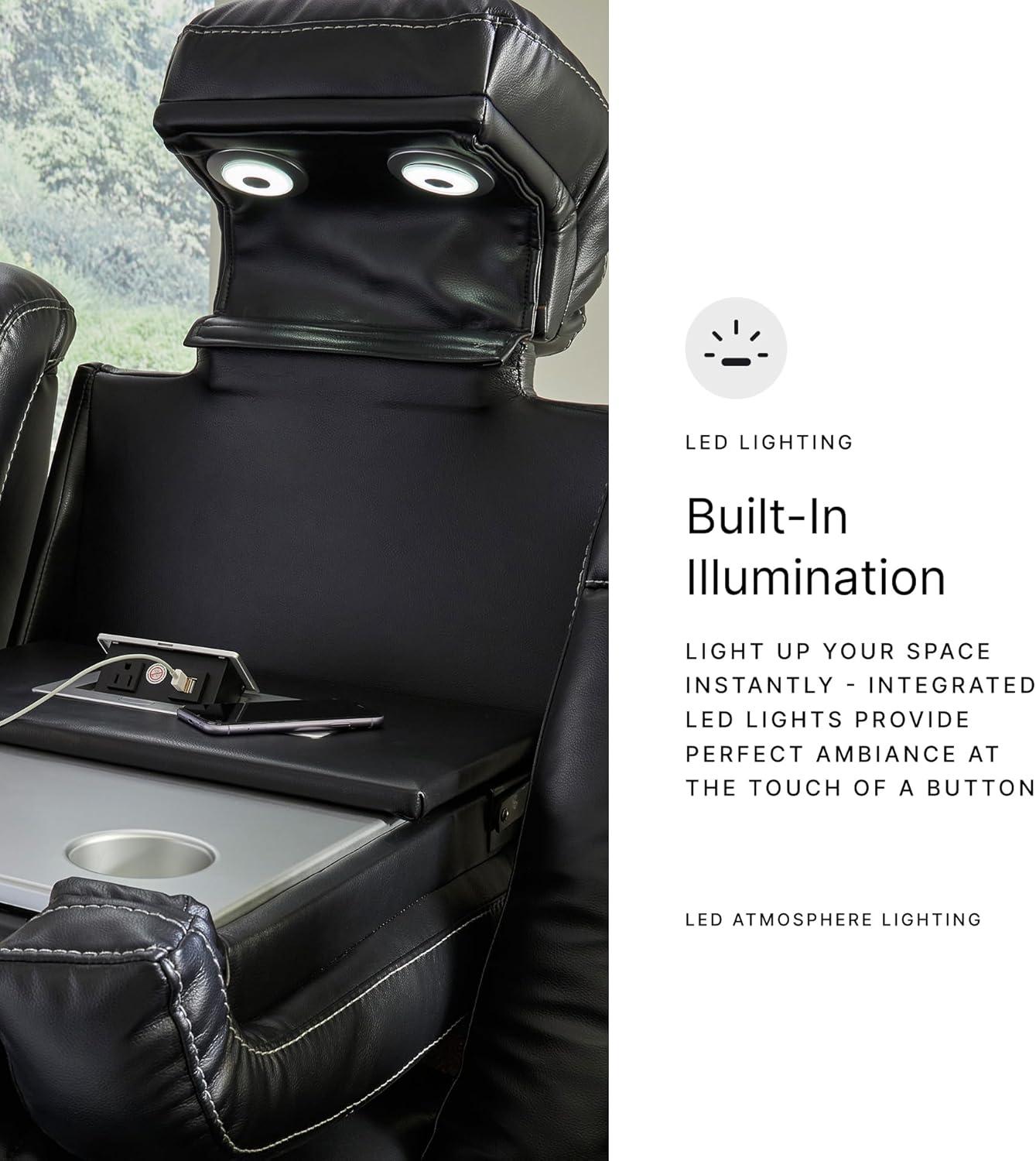 imageSignature Design by Ashley NextGen DuraPella Contemporary Faux Leather Modular Wall Hugger 3Piece Power Reclining Sectional Loveseat with Console Adjustable Headrest and USB Ports GrayBlack