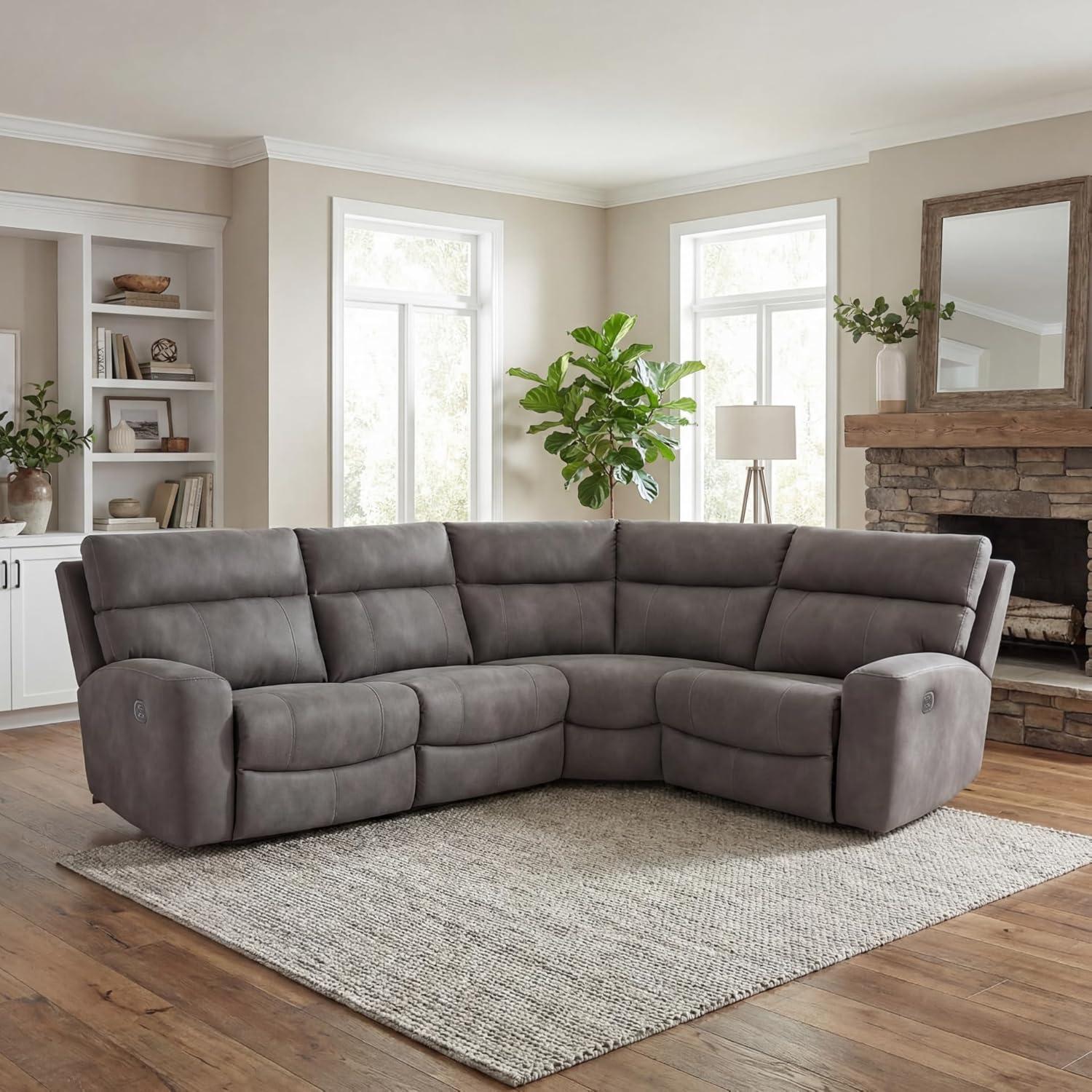 imageSignature Design by Ashley NextGen DuraPella Contemporary Faux Leather Modular Wall Hugger 3Piece Power Reclining Sectional Loveseat with Console Adjustable Headrest and USB Ports GrayGrey