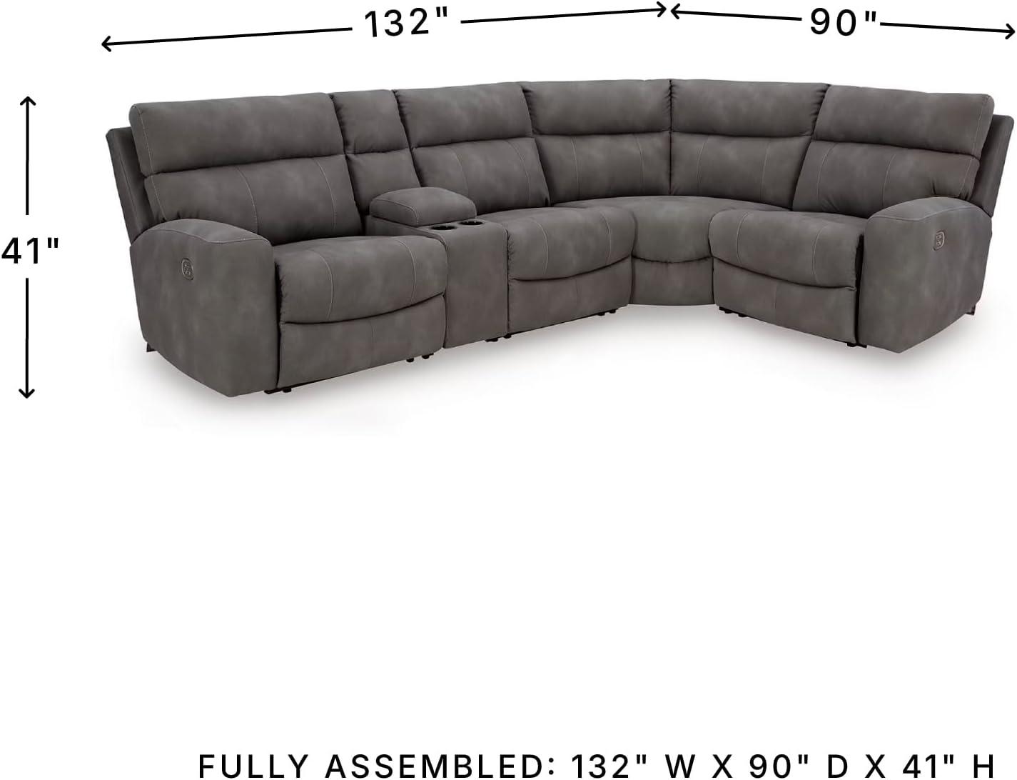 imageSignature Design by Ashley NextGen DuraPella Contemporary Faux Leather Modular Wall Hugger 3Piece Power Reclining Sectional Loveseat with Console Adjustable Headrest and USB Ports GrayGrey