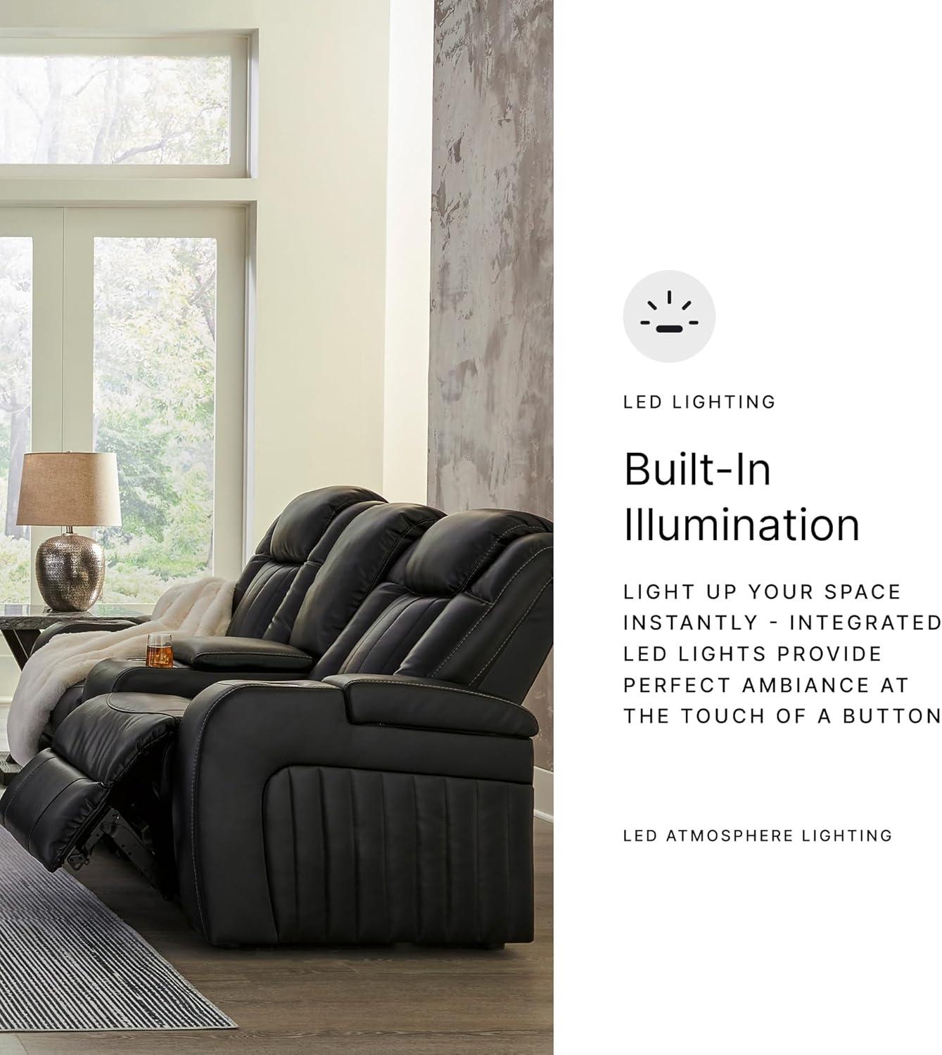 imageSignature Design by Ashley NextGen DuraPella Contemporary Faux Leather Modular Wall Hugger 3Piece Power Reclining Sectional Loveseat with Console Adjustable Headrest and USB Ports GrayBlack