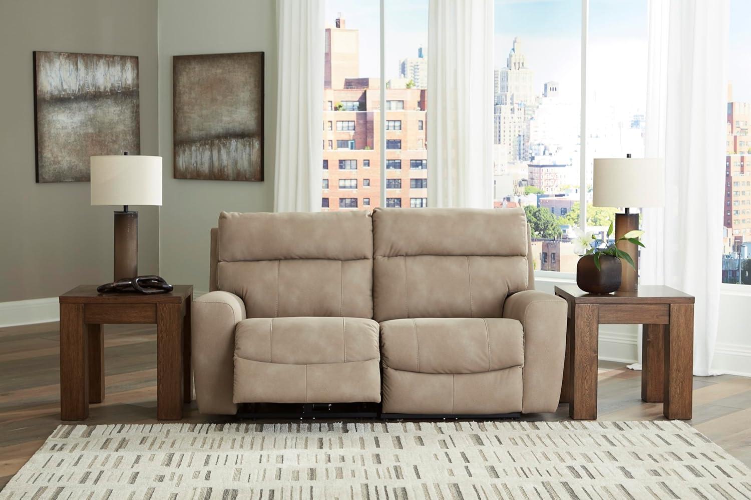 imageSignature Design by Ashley NextGen DuraPella Contemporary Faux Leather Modular Wall Hugger 3Piece Power Reclining Sectional Loveseat with Console Adjustable Headrest and USB Ports GrayBeige
