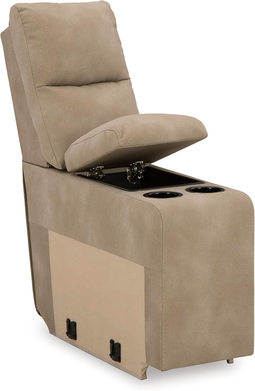 imageSignature Design by Ashley NextGen DuraPella Contemporary Faux Leather Modular Wall Hugger 3Piece Power Reclining Sectional Loveseat with Console Adjustable Headrest and USB Ports GrayBeige