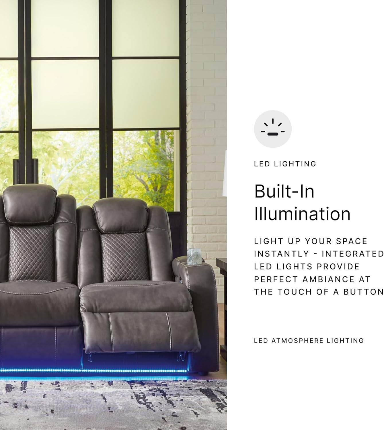 imageSignature Design by Ashley NextGen DuraPella Contemporary Faux Leather Modular Wall Hugger 3Piece Power Reclining Sectional Loveseat with Console Adjustable Headrest and USB Ports GrayDark Gray