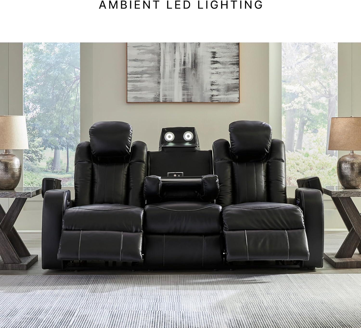 imageSignature Design by Ashley NextGen DuraPella Contemporary Faux Leather Modular Wall Hugger 3Piece Power Reclining Sectional Loveseat with Console Adjustable Headrest and USB Ports GrayBlack