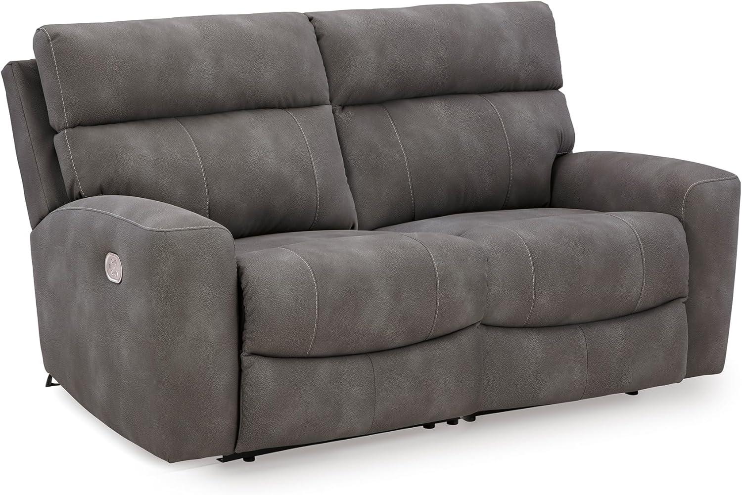 imageSignature Design by Ashley NextGen DuraPella Contemporary Faux Leather Modular Wall Hugger 3Piece Power Reclining Sectional Loveseat with Console Adjustable Headrest and USB Ports GrayGrey