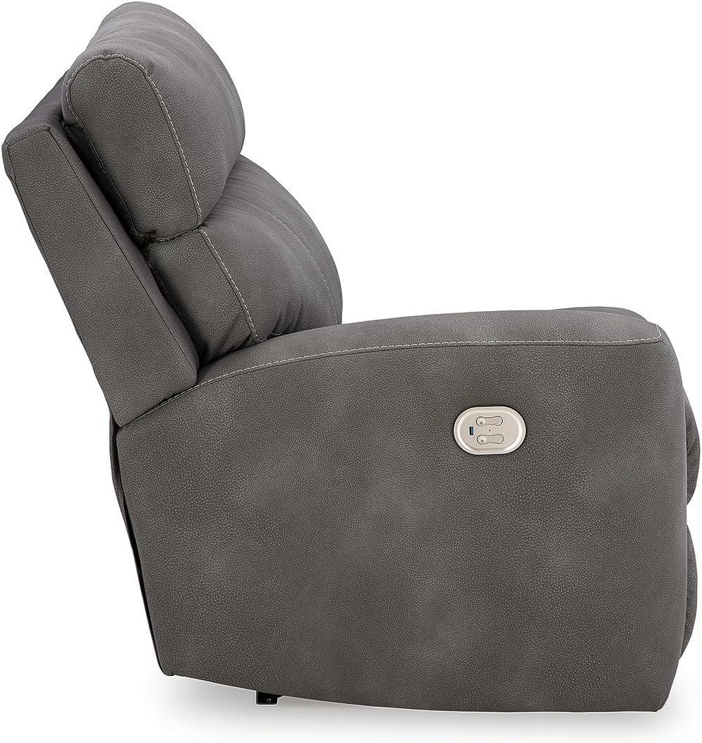 imageSignature Design by Ashley NextGen DuraPella Contemporary Faux Leather Modular Wall Hugger 3Piece Power Reclining Sectional Loveseat with Console Adjustable Headrest and USB Ports GrayGrey