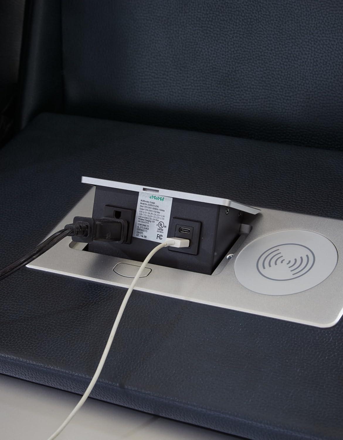 imageSignature Design by Ashley NextGen DuraPella Contemporary Faux Leather Modular Wall Hugger 3Piece Power Reclining Sectional Loveseat with Console Adjustable Headrest and USB Ports GrayNavy