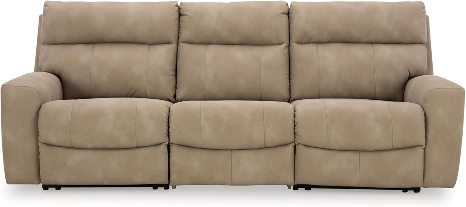 imageSignature Design by Ashley NextGen DuraPella Contemporary Faux Leather Modular Wall Hugger 3Piece Power Reclining Sectional Loveseat with Console Adjustable Headrest and USB Ports GrayBeige