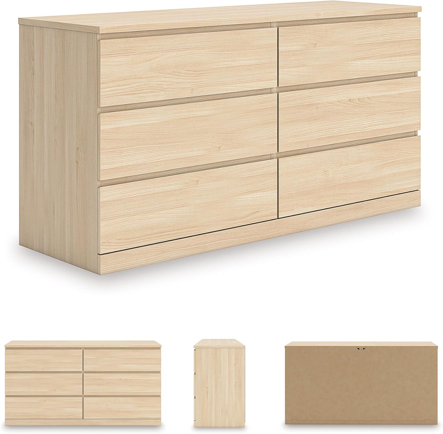 imageSignature Design by Ashley Onita Contemporary 6Drawer Dresser with Ash Finish Light BrownLight Brown