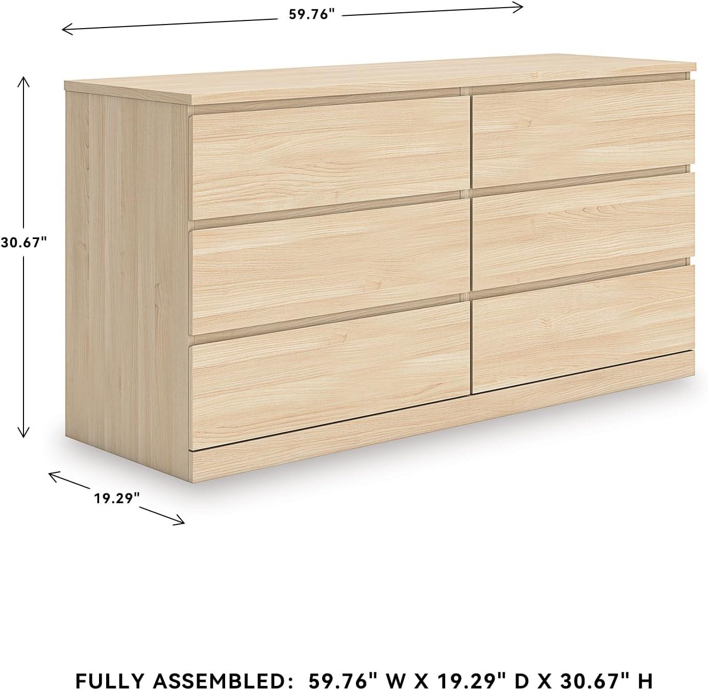 imageSignature Design by Ashley Onita Contemporary 6Drawer Dresser with Ash Finish Light BrownLight Brown