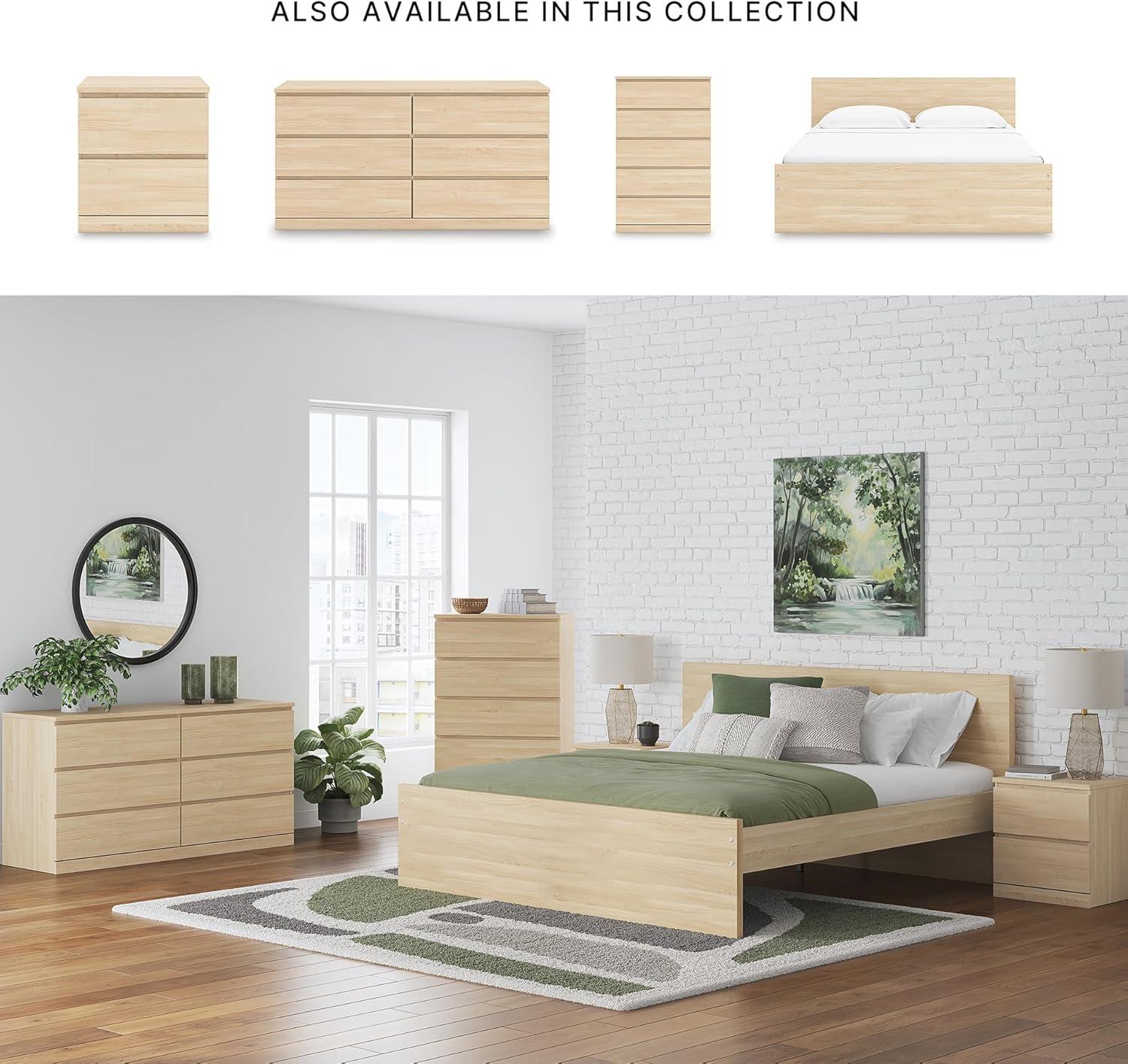 imageSignature Design by Ashley Onita Minimalist 4Drawer Full Platform Bed with 2 Side Storage Foundation or Box Spring Not Needed WhiteLight Brown