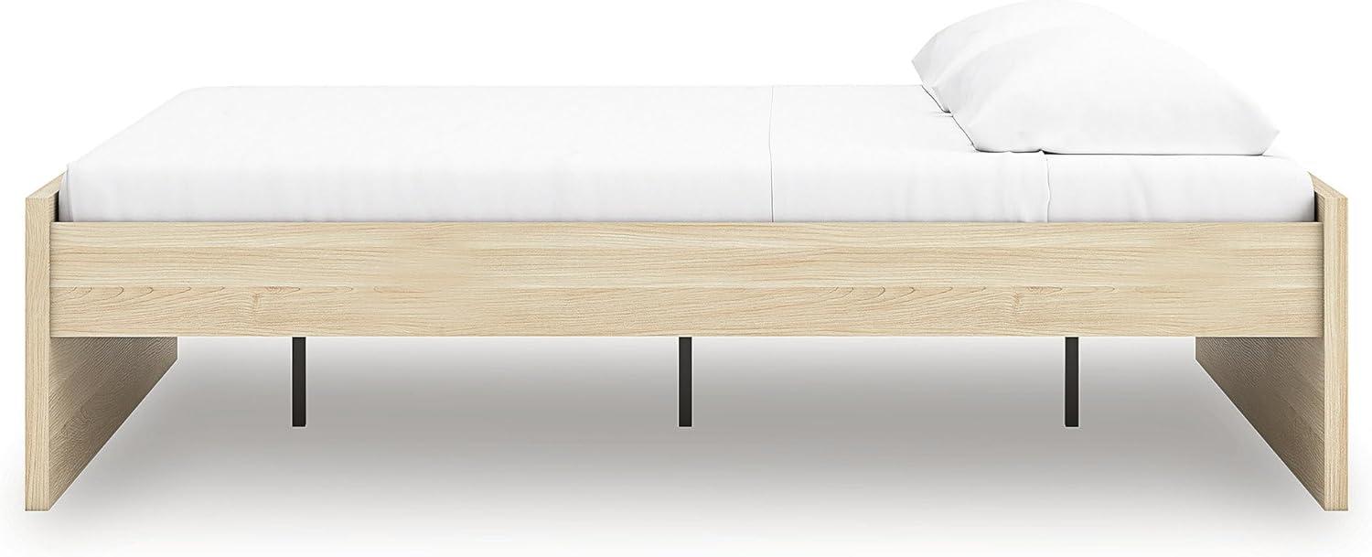 imageSignature Design by Ashley Onita Minimalist 4Drawer Full Platform Bed with 2 Side Storage Foundation or Box Spring Not Needed WhiteLight Brown