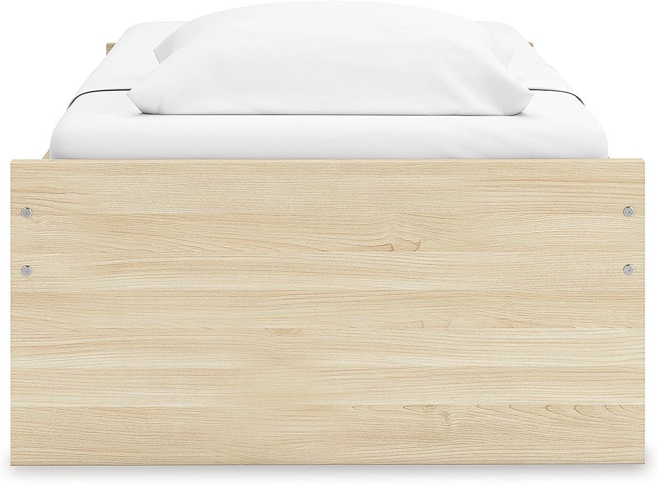 imageSignature Design by Ashley Onita Minimalist 4Drawer Full Platform Bed with 2 Side Storage Foundation or Box Spring Not Needed WhiteLight Brown