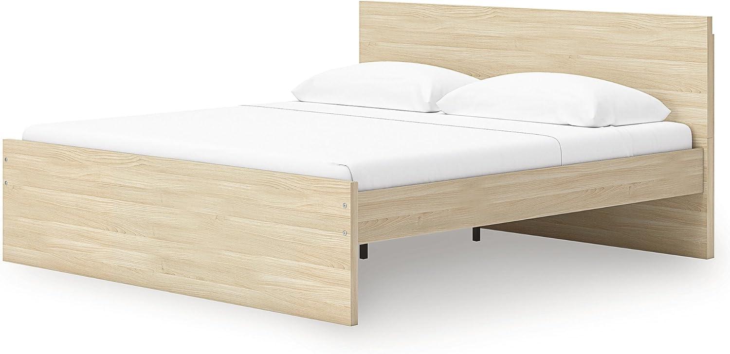 imageSignature Design by Ashley Onita Minimalist 4Drawer Full Platform Bed with 2 Side Storage Foundation or Box Spring Not Needed WhiteLight Brown