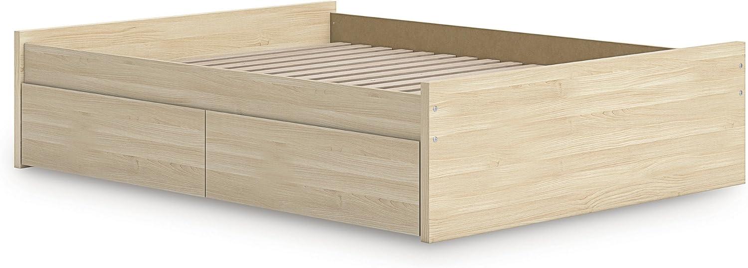 imageSignature Design by Ashley Onita Minimalist 4Drawer Full Platform Bed with 2 Side Storage Foundation or Box Spring Not Needed WhiteLight Brown