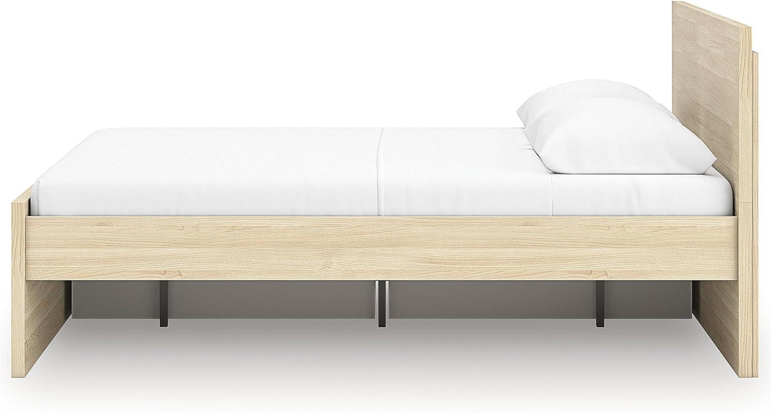 imageSignature Design by Ashley Onita Minimalist 4Drawer Full Platform Bed with 2 Side Storage Foundation or Box Spring Not Needed WhiteLight Brown
