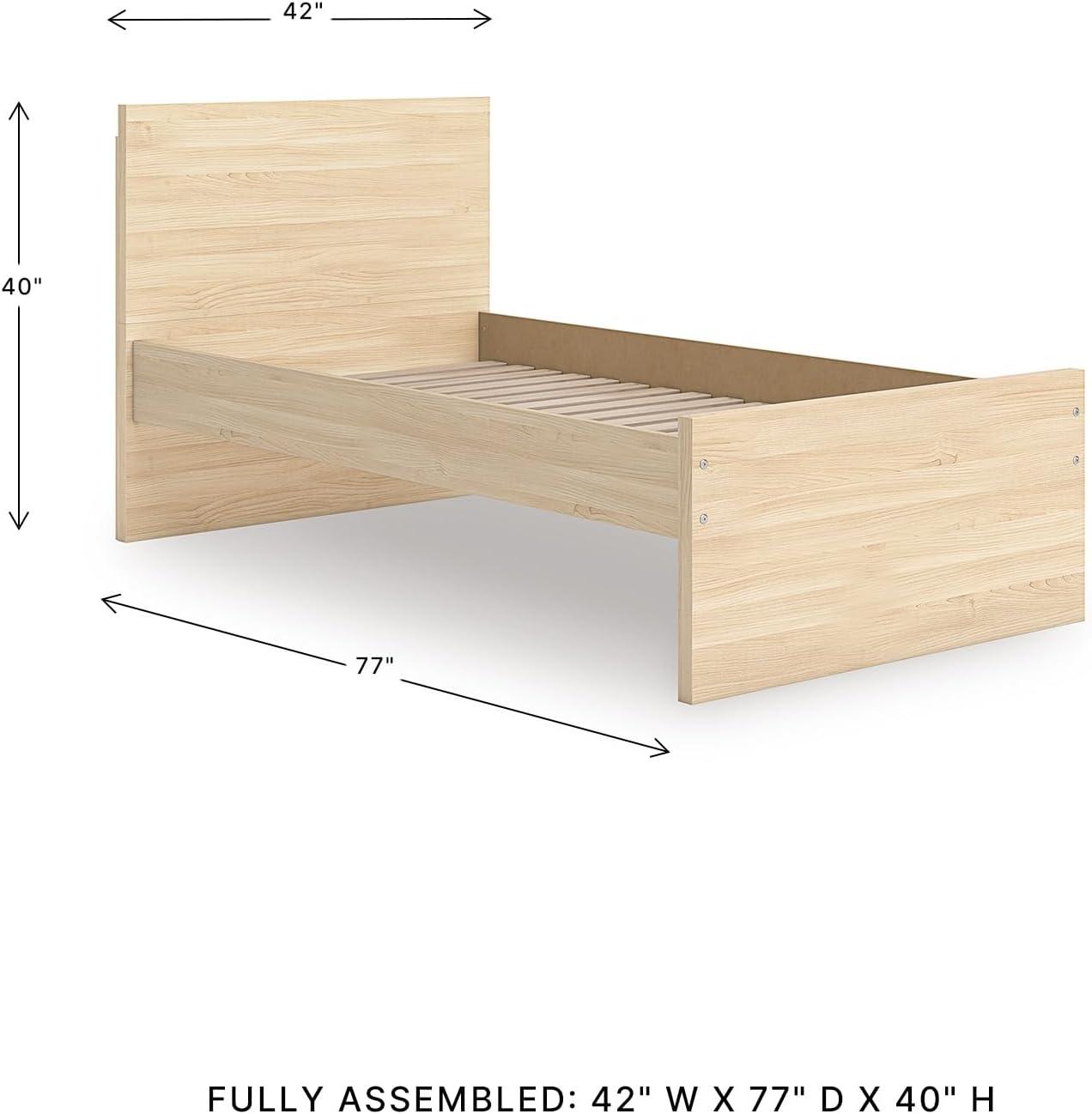 imageSignature Design by Ashley Onita Minimalist 4Drawer Full Platform Bed with 2 Side Storage Foundation or Box Spring Not Needed WhiteLight Brown