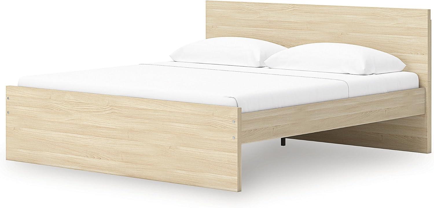 imageSignature Design by Ashley Onita Minimalist 4Drawer Full Platform Bed with 2 Side Storage Foundation or Box Spring Not Needed WhiteLight Brown