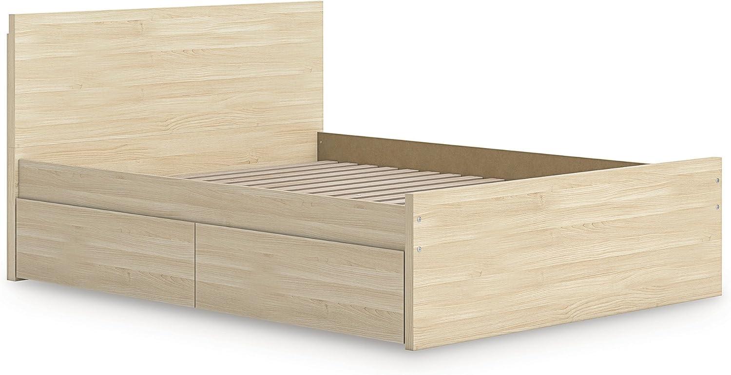 imageSignature Design by Ashley Onita Minimalist 4Drawer Full Platform Bed with 2 Side Storage Foundation or Box Spring Not Needed WhiteLight Brown