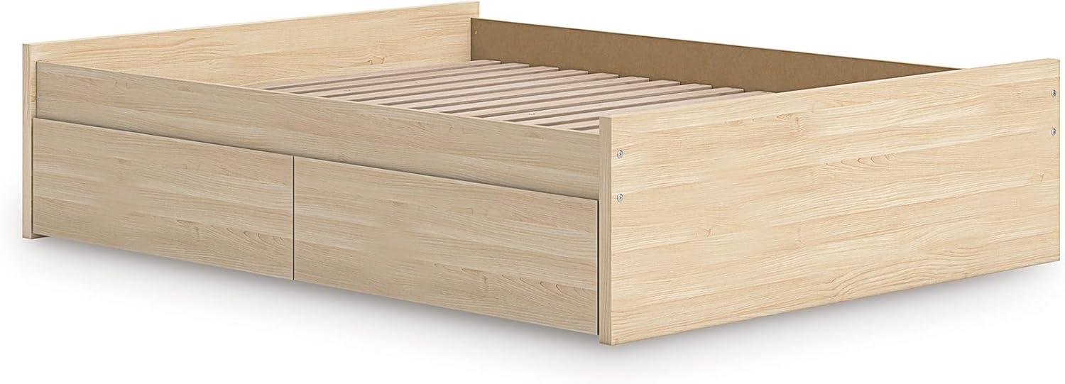 imageSignature Design by Ashley Onita Minimalist 4Drawer Full Platform Bed with 2 Side Storage Foundation or Box Spring Not Needed WhiteLight Brown