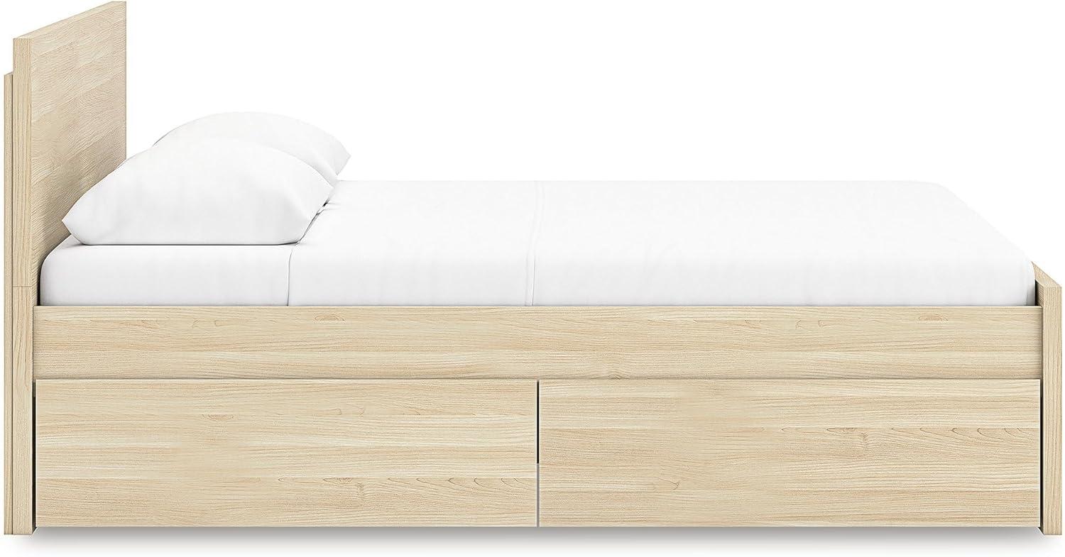 imageSignature Design by Ashley Onita Minimalist 4Drawer Full Platform Bed with 2 Side Storage Foundation or Box Spring Not Needed WhiteLight Brown