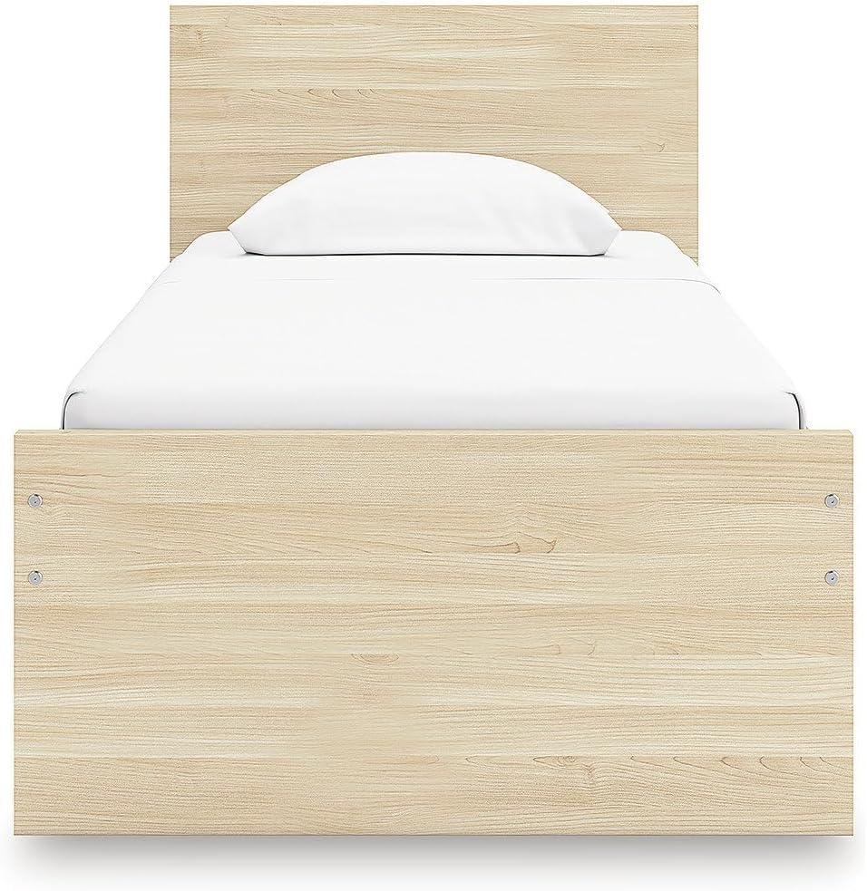 imageSignature Design by Ashley Onita Minimalist 4Drawer Full Platform Bed with 2 Side Storage Foundation or Box Spring Not Needed WhiteLight Brown