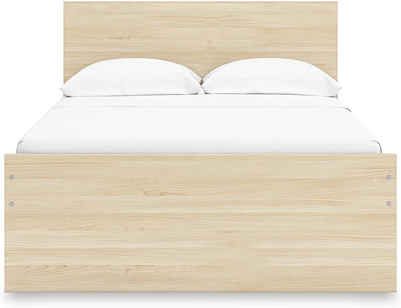 imageSignature Design by Ashley Onita Minimalist 4Drawer Full Platform Bed with 2 Side Storage Foundation or Box Spring Not Needed WhiteLight Brown