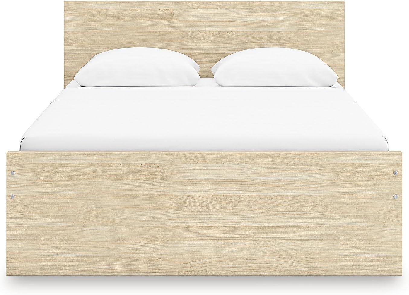imageSignature Design by Ashley Onita Minimalist 4Drawer Full Platform Bed with 2 Side Storage Foundation or Box Spring Not Needed WhiteLight Brown