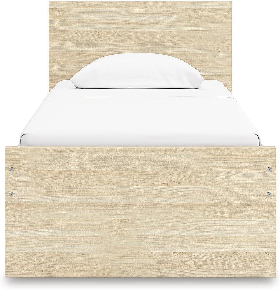 imageSignature Design by Ashley Onita Minimalist 4Drawer Full Platform Bed with 2 Side Storage Foundation or Box Spring Not Needed WhiteLight Brown