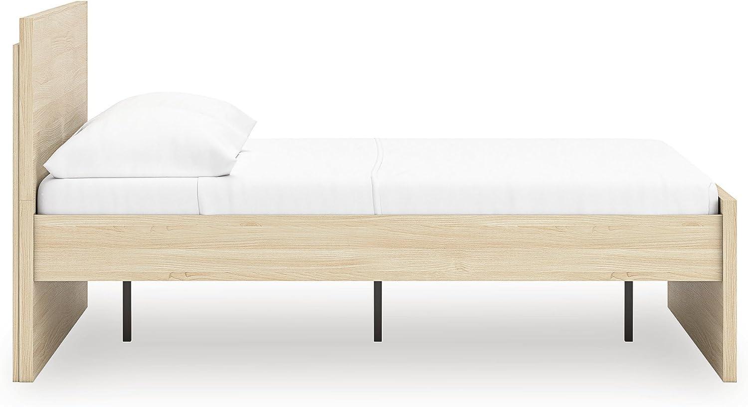 imageSignature Design by Ashley Onita Minimalist 4Drawer Full Platform Bed with 2 Side Storage Foundation or Box Spring Not Needed WhiteLight Brown
