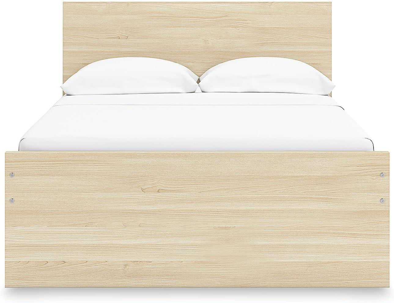 imageSignature Design by Ashley Onita Minimalist 4Drawer Full Platform Bed with 2 Side Storage Foundation or Box Spring Not Needed WhiteLight Brown