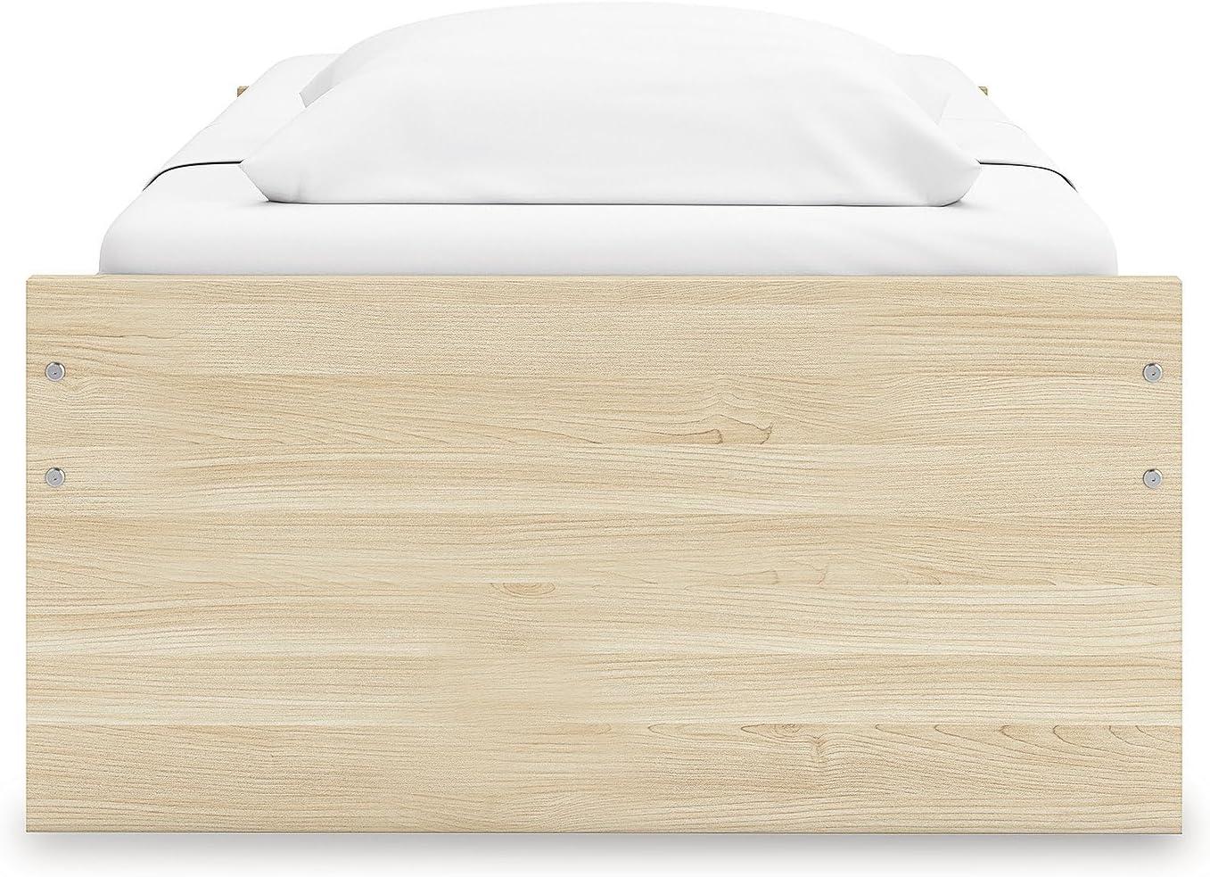 imageSignature Design by Ashley Onita Minimalist 4Drawer Full Platform Bed with 2 Side Storage Foundation or Box Spring Not Needed WhiteLight Brown