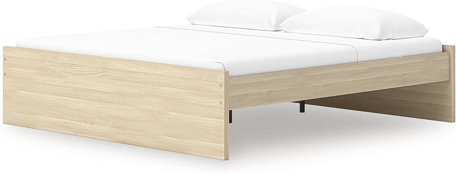 imageSignature Design by Ashley Onita Minimalist 4Drawer Full Platform Bed with 2 Side Storage Foundation or Box Spring Not Needed WhiteLight Brown