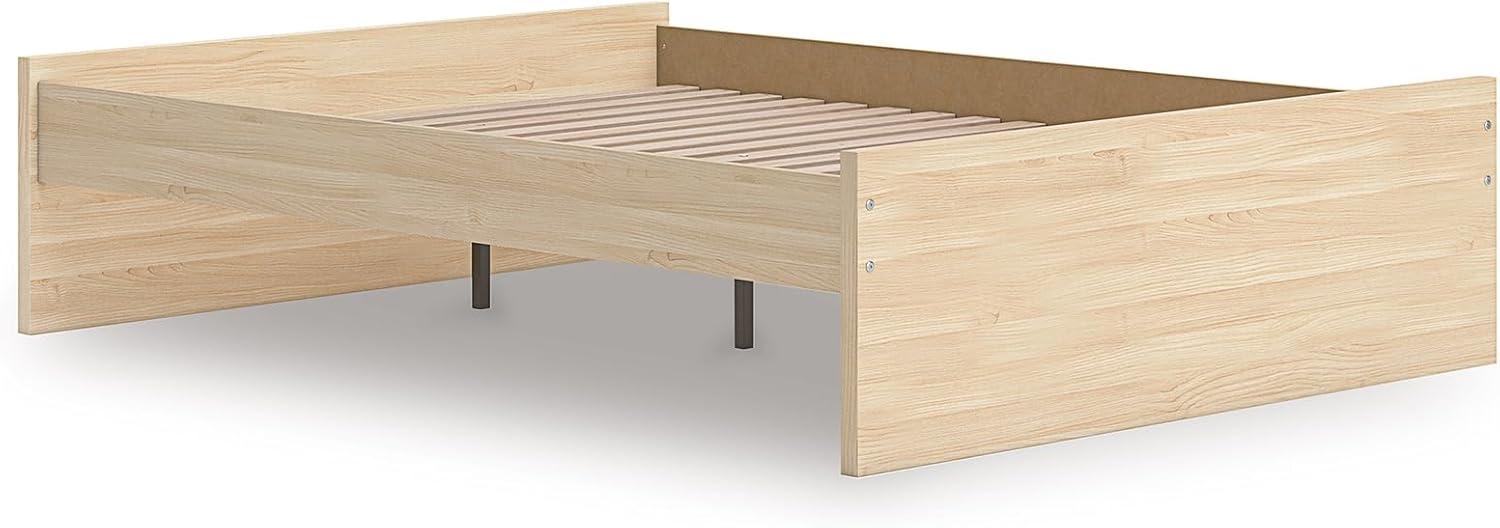 imageSignature Design by Ashley Onita Minimalist 4Drawer Full Platform Bed with 2 Side Storage Foundation or Box Spring Not Needed WhiteLight Brown