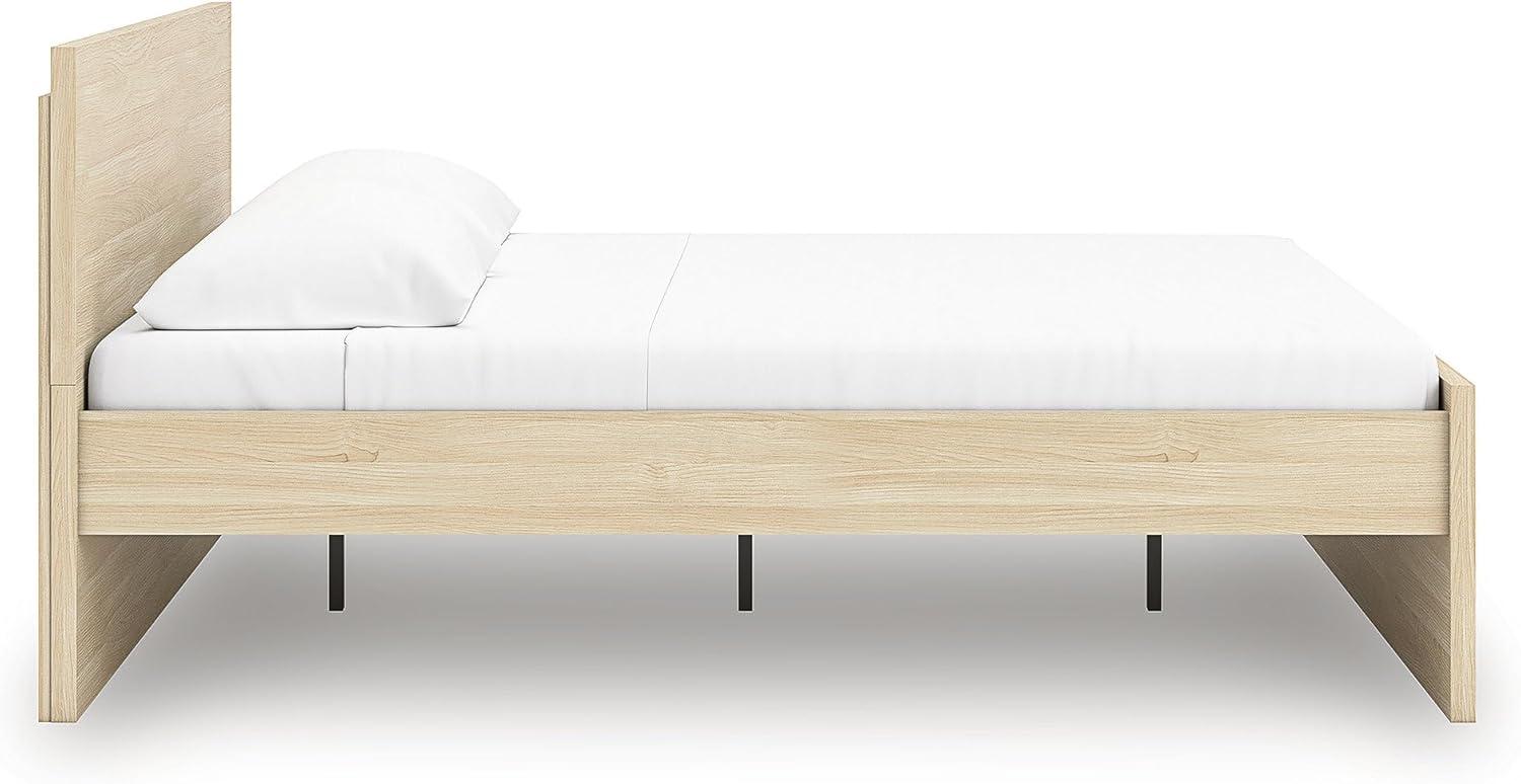 imageSignature Design by Ashley Onita Minimalist 4Drawer Full Platform Bed with 2 Side Storage Foundation or Box Spring Not Needed WhiteLight Brown
