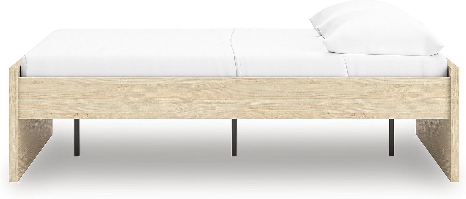 imageSignature Design by Ashley Onita Minimalist 4Drawer Full Platform Bed with 2 Side Storage Foundation or Box Spring Not Needed WhiteLight Brown