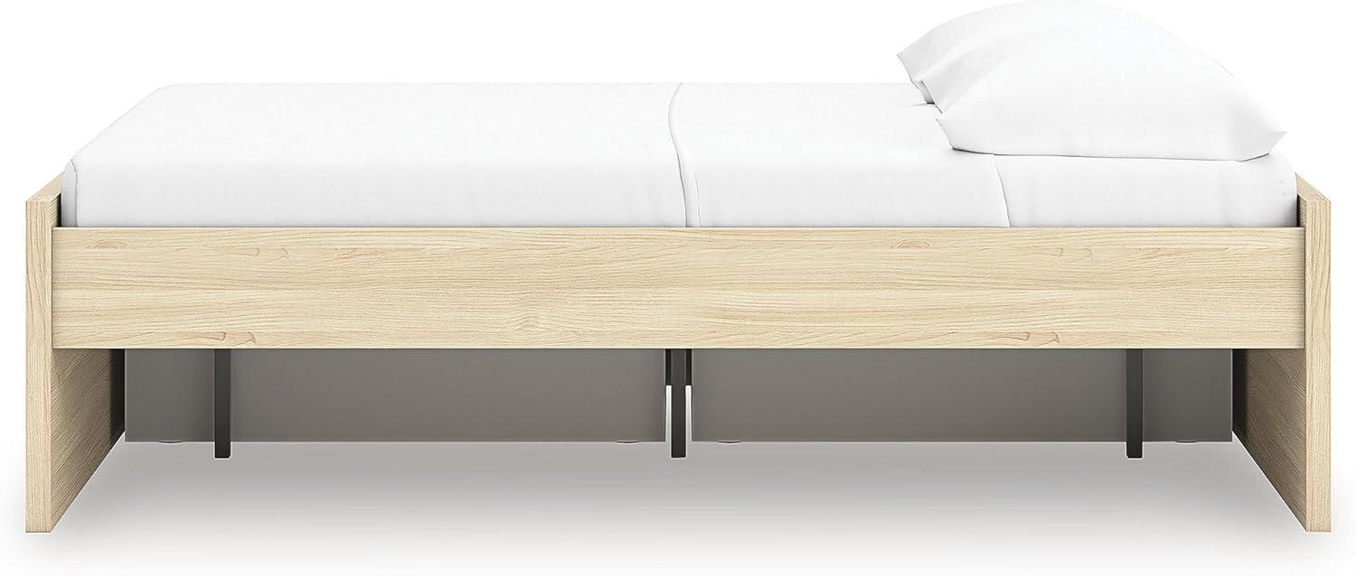 imageSignature Design by Ashley Onita Minimalist 4Drawer Full Platform Bed with 2 Side Storage Foundation or Box Spring Not Needed WhiteLight Brown